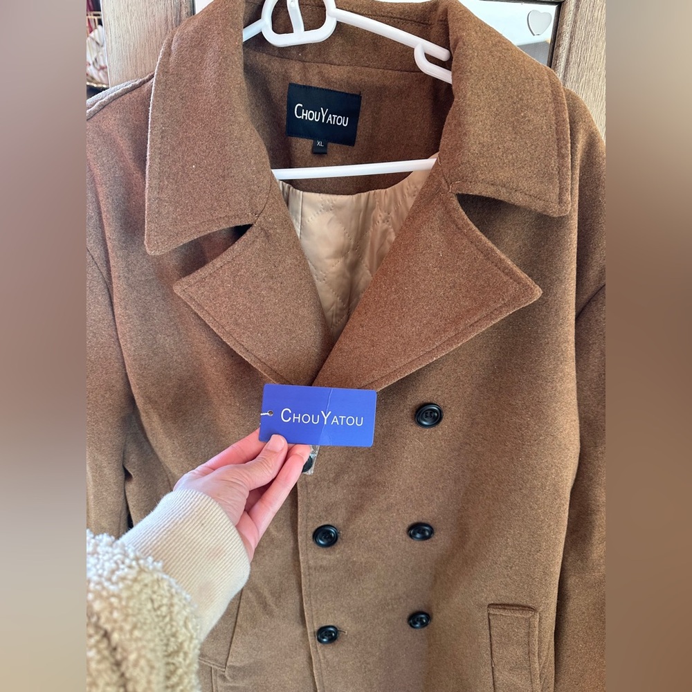 Classic Brown Pea Coat for Men